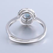 Adjustable silver ring with Natural Blueish Mystic Quartz Topaz