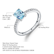 1.28Ct Natural Sky Blue Topaz on silver ring