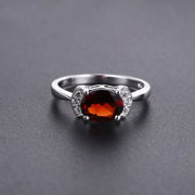Vintage Silver Ring with 2.21Ct Natural Garnet Stone