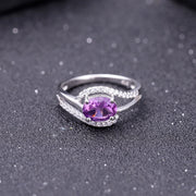 1.30Ct Natural Purple Amethyst on silver ring