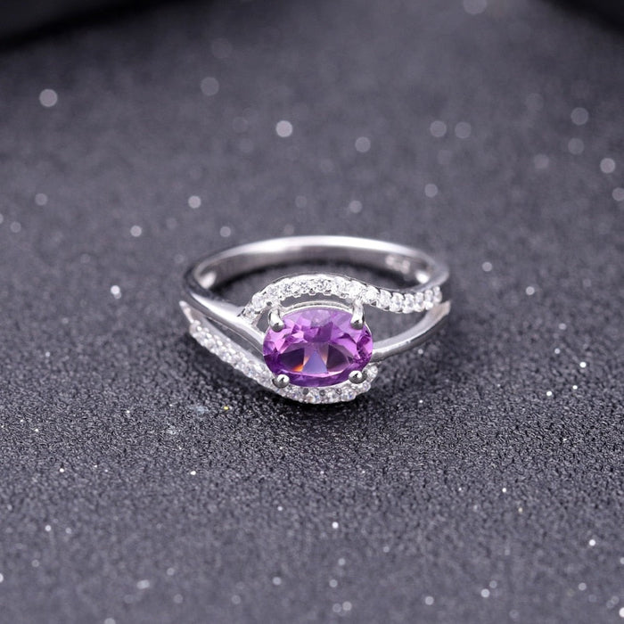 1.30Ct Natural Purple Amethyst on silver ring