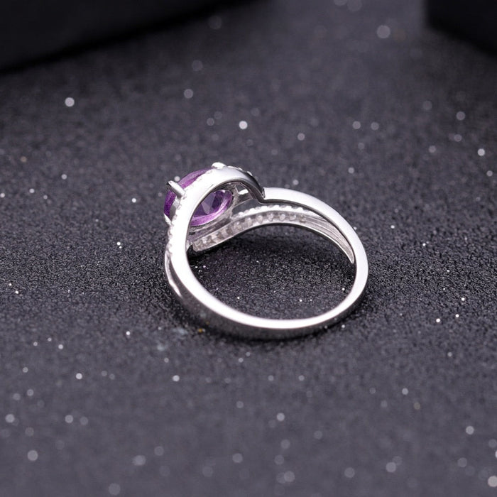 1.30Ct Natural Purple Amethyst on silver ring