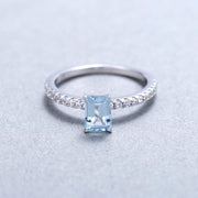 1.28Ct Natural Sky Blue Topaz on silver ring