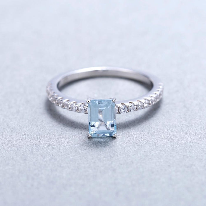 1.28Ct Natural Sky Blue Topaz on silver ring