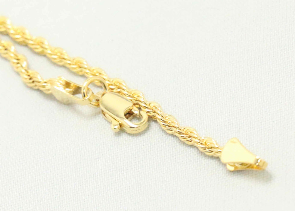 Rope chain with gold nugget cross charm