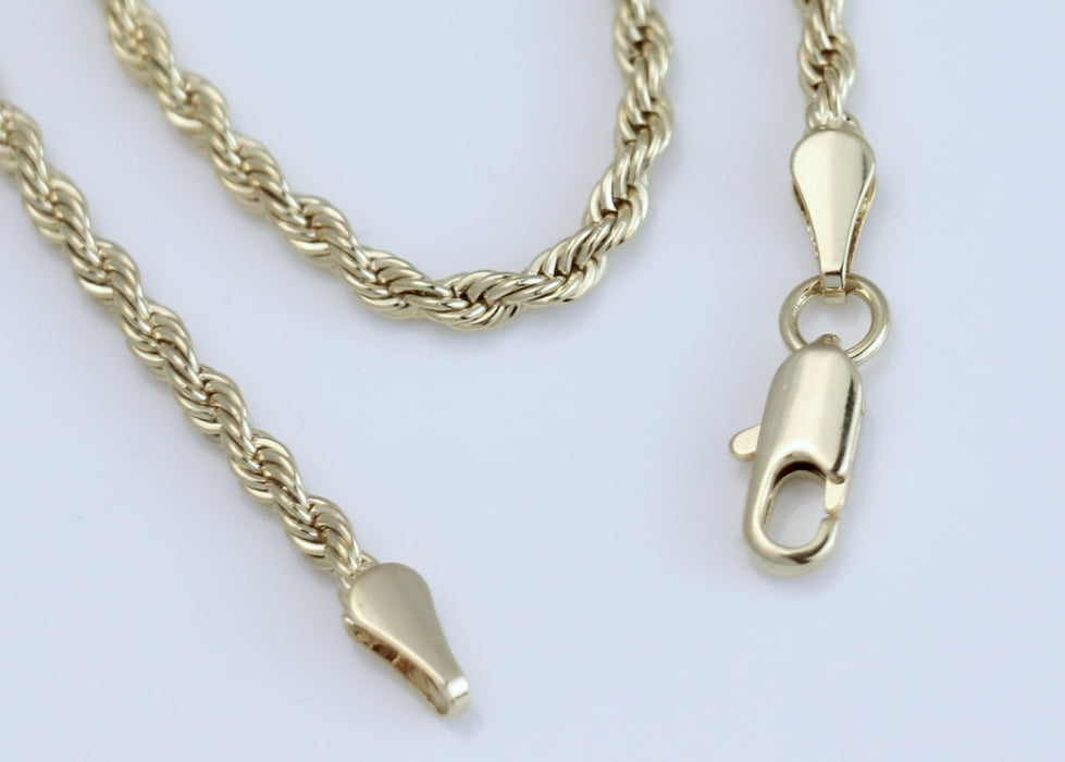 14k gold plated rope chain with diamond key charm